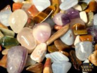 rose quartz, amethyst, chalcedony, petrified wood, ocean jasper